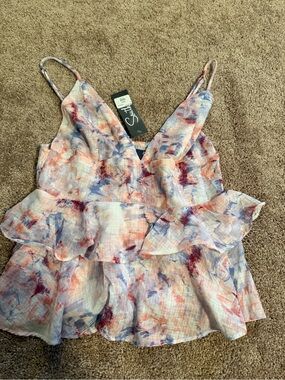 Soprano Pastel Watercolor Ruffle Camisole